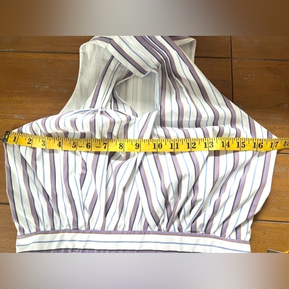 Veronica Beard Lavender and White Striped High-Low Halter Dress - Picture 14 of 16